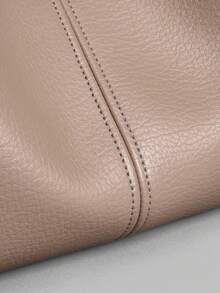 Ontre Túi xách nữ bằng da PU màu trơn, thời trang hàng ngày. - Nâu đậm - Xem 4