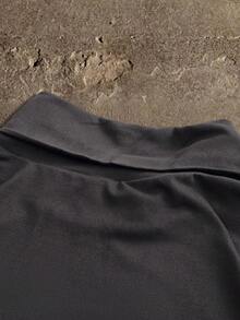 AXEPEAK Tricou bărbătesc casual cu guler înalt, culoare solidă, mânecă lungă, toamnă - Alb-negru - Vizualizare 5