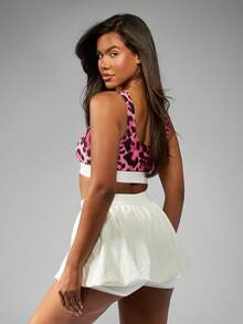 MISSGUIDED Pink Leopard Print Scoop Neck Bralette With Contrast Elastic Band Logo Detail Fashion - Pink - View 2