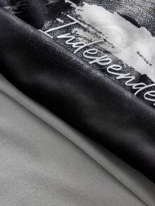 AXEPEAK Sudadera de cuello redondo casual para hombres con gráfico de retrato creativo - Negro - Ver 5