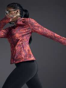 Powerista 女士印花休闲长袖运动夹克 - 橘色 - 查看 5