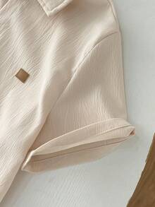 SHEIN 3件套青少年男童宽松休闲百搭立领贴布编织短袖衬衫套装，适合上学、聚会、派对和郊游等场合。 - 軍綠色 - 查看 6