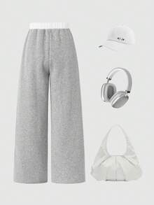 SHEIN ChillGRL 青少年女孩休闲宽松直筒运动裤，美式街头风百搭，适合外出、上学、街拍，适合秋冬