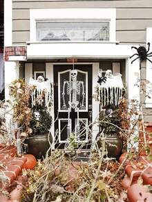 One 35-Inch Halloween Skeleton Anatomical Model, Realistic Human Bone Decoration, Spooky Party Prop, Adds A Festive Atmosphere To Rooms, Homes, Themed Parties, Family Gatherings, And Outdoor Garden Hanging Decorations (Easy To Hang). - Multicolor - View 2