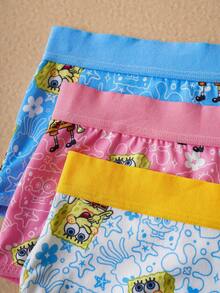 SpongeBob SquarePants | SHEIN Women's Comfortable Soft Cute Cartoon Pattern Panties - Multicolor - View 3