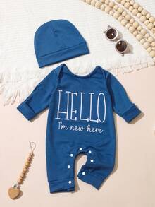 SHEIN 2Pcs Set Newborn Boy Photography Outfits Little Brother Embroidery Baby Coming Home Outfit Baby Shower Gift 1 Month 3 Month Infant Photo Props Newborn Baby Boy Going Home Outfit Baby Outfits Unisex Baby Boy Clothes Long Sleeve Hello World Newborn Outfit Newborn Unisex Clothes Baby Outfits Unisex For Fall - Blue - View 6