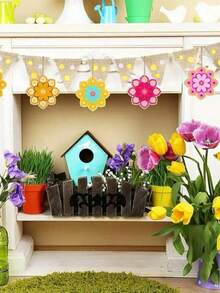 未上色木雕花朵造型工艺木片，花朵造型木质DIY着色绘画片，适用于绘画、节日、家居装饰 - 彩色 - 查看 5