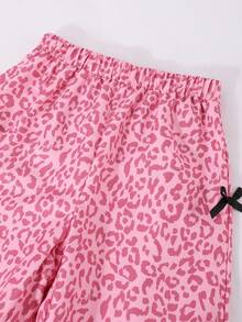 SHEIN ChillGRL 2件套复古美式豹纹上衣和裤子套装，适合少女