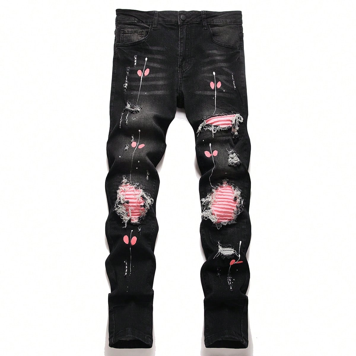 Jeans casuales vintage desgastados para hombres con presillas para cinturón