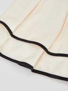 SHEIN ChillGRL 少女优雅舒适的露肩褶皱紧身连衣裙，适合春夏季聚会和派对 - 杏色 - 查看 8