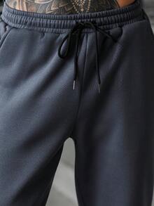 Manfinity CasualCool 男士纯色拉链前开襟夹克和抽绳腰带裤休闲套装