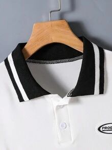 Vacaura Maglietta casual con colletto a contrasto per grandi bambini, polo morbida e comoda per il ritorno a scuola, adatta per primavera/estate - Bianco - Visualizzare 6