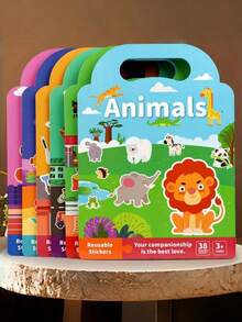 Wielokrotnego użytku książeczka z naklejkami wodoodporna, dwustronna, motywy ze zwierzętami, scenariusze sportowe, rozwój kreatywności, aktywność poznawcza dla dzieci 3+, przyjazna w podróży, zabawa, wypełniacze do skarpet świątecznych, pomysły na prezenty, rustykalny rdzeń, estetyczne must-have - Wielokolorowe - Zobacz 6