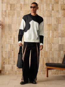 AKNOTIC Brand Men's Loose Fit Sweater - Black - View 3
