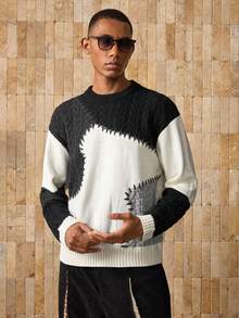 AKNOTIC Brand Men's Loose Fit Sweater - Black - View 4
