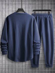 Manfinity Homme 宽松男士拼接细节卫衣和抽绳腰带运动裤套装