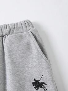 SHEIN Mirajuku 休闲宽松图案印花口袋设计运动裤，适合青少年男孩，适合日常休闲、通勤和运动穿着 - 灰色 - 查看 6