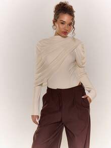 MUSERA 收腰长袖连体衣，网纱垂褶设计，秋冬季舒适可爱，休闲百搭，适合夜晚外出、约会、新年派对等场合。