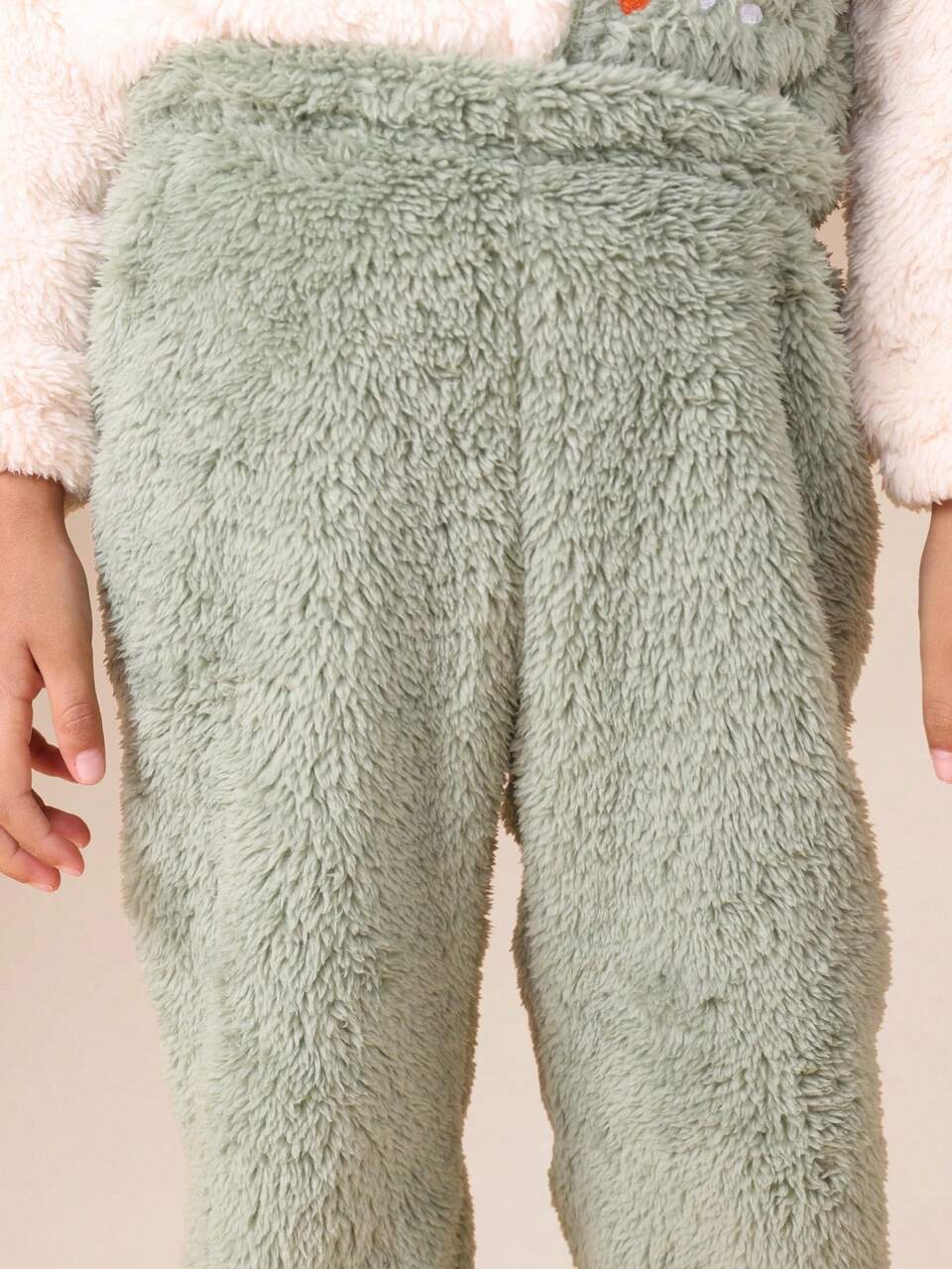 Conjunto de moletom com capuz e calça sherpa com estampa de dinossauro