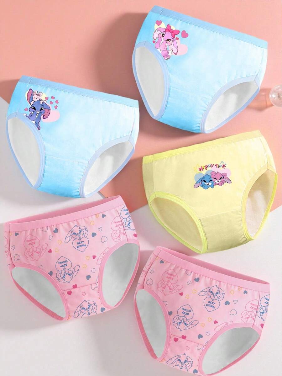 Bộ 5 quần lót cotton mềm mại, thoải mái họa tiết thỏ dễ thương cho bé gái, nhiều màu sắc - Nhiều màu - Xem 1