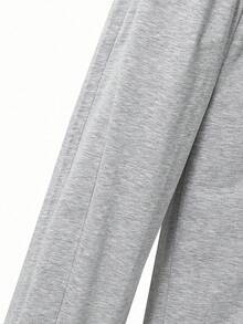 SHEIN Mirajuku 1 件男童休闲直筒裤，设计时尚 - 灰色 - 查看 6