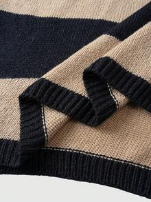 ROMWE MEN Academia 男士休闲撞色条纹毛衣，秋冬款