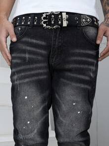 Manfinity LEGND Quần Jeans Denim Ôm Vừa Màu Đen Cho Nam - màu đen - Xem 6