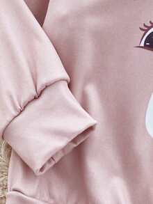 Baby Girls Hoodie & Sweatshirt Co-Ords-Sweatshirt Set Crew Neck Long Sleeve Top And Pants Pink Bear Print Heart Print Ruffle Shoulder Four Season 2026 New Year Essential Girls Set Versatile And Comfortable Bear Girls Clothing 2t - Coffee Brown - View 4