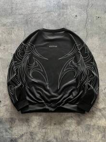 AXEPEAK 男士休闲时尚街头风加大码套头衫卫衣 - 黑色 - 查看 2