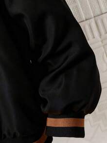 Sparklyn 1件少女时尚字母刺绣保暖内衬卫衣，适合日常穿着、旅行、上学、运动、秋冬返校季 - 棕色 - 查看 3