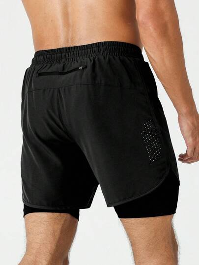  Manfinity Fitness 男士抽绳腰 2 合 1 运动弹力短裤 带手机口袋 健身短裤 男士短裤 男士篮球短裤 洗手液学校