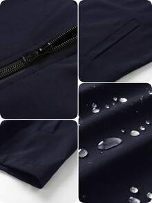 Manfinity Homme Plus Size Men's Casual Everyday Commute Zip-Up Windproof Waterproof Jacket Men Zip Up Jacket Men Jackets Casual Jacket For Man Navy Blue Jacket - Navy Blue - View 3