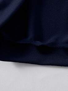 Vacaura 2pcs Tween Boys Plain Hoodie & Jogger Pants Set, Fashionable Minimalist English Graphic Print, Comfy Fabric, Fit, Suitable For Autumn Fall Winter - Navy Blue - View 4