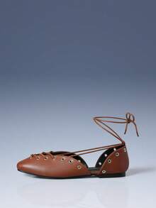 CUCCOO GRLICON 女士时尚休闲系带平底鞋 - 棕色 - 查看 1