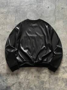 AXEPEAK Men's Round Neck Long Sleeve Fashion 7 Pattern Versatile Street Pullover Pullover Sweatshirt - Black - View 2