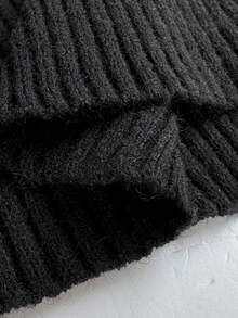 Coolane 女士秋冬 Y2K 法兰绒露肩毛衣 - 黑色 - 查看 7