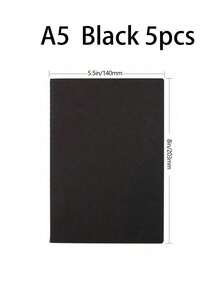 A5 Black Cardstock Notebook, Minimalist Blank Journal For Writing, School Note Taking & Office Use - Black - View 9