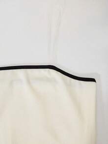 SHEIN ChillGRL 少女优雅舒适的露肩褶皱紧身连衣裙，适合春夏季聚会和派对 - 杏色 - 查看 7