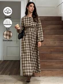 Elyressa A Women's Woven Autumn Dress With A Commuting Style - Brown - View 5