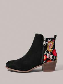 Styleloop 女士踝靴，适合度假、波西米亚风、复古美式、波西米亚风、西部风、音乐节、派对、圣诞节、万圣节 - 黑色 - 查看 2