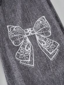 SHEIN ChillGRL 3 件套青少年女孩酷炫短款连帽衫、蝴蝶印花吊带背心和阔腿针织裤，适合返校季、休闲校园风格、春夏秋 - 淺灰色 - 查看 7