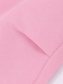 SHEIN ChillGRL 2 件套 Tween Girl 口号印花字母白色圆领运动衫搭配时尚休闲卡其色工装裤，休闲街头风格 - 粉色 - 查看 6