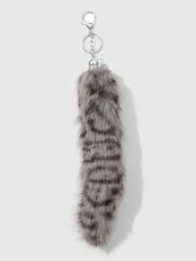 ROMWE Grunge Punk 1pc Y2K Retro Cute Personalized Versatile High-Quality Brown Ombre Faux Fur Fox Tail DIY Keychain Bag Charm, Suitable For Women/Girls Daily Wear, Holiday Gift - Multicolor-10 - View 9