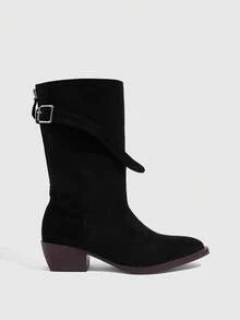 CUCCOO SZL 女士休闲粗跟中筒靴 - 黑色 - 查看 2