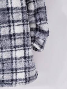 SHEIN Explorewe Teen Girl Pink Plaid Casual Jacket, Autumn/Winter - Black - View 6