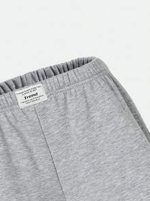SHEIN ChillGRL 1pc Teen Girl Oversized Grey Washed Waistband Straight Leg Extra Long Trousers, Autumn/Winter