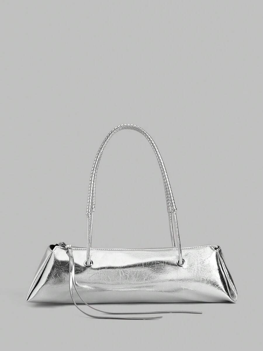 Ontre Women's Fashion Zipper Closure Daily Messenger Shoulder Bag - Silver - View 1