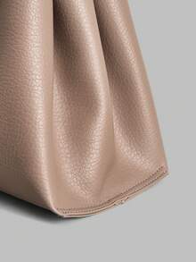 Ontre Túi xách nữ bằng da PU màu trơn, thời trang hàng ngày. - Nâu đậm - Xem 5