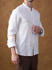 Core Aspect 男士长袖单排扣休闲/商务衬衫 - 白色 - 查看 4