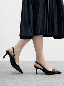 CUCCOO BIZCHIC 女士尖头金属装饰日常百搭时尚高跟鞋 - 黑色 - 查看 4